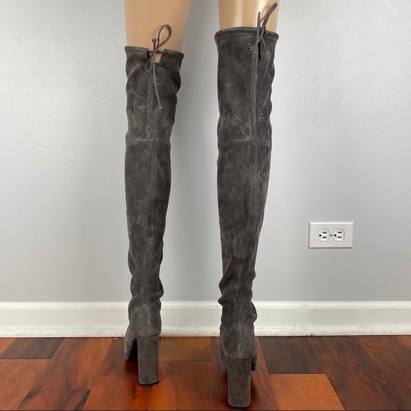 STUART WEITZMAN RARE GREY SUEDE PLATFORM THIGH HIGH BOOTS - Picture 7 of 11